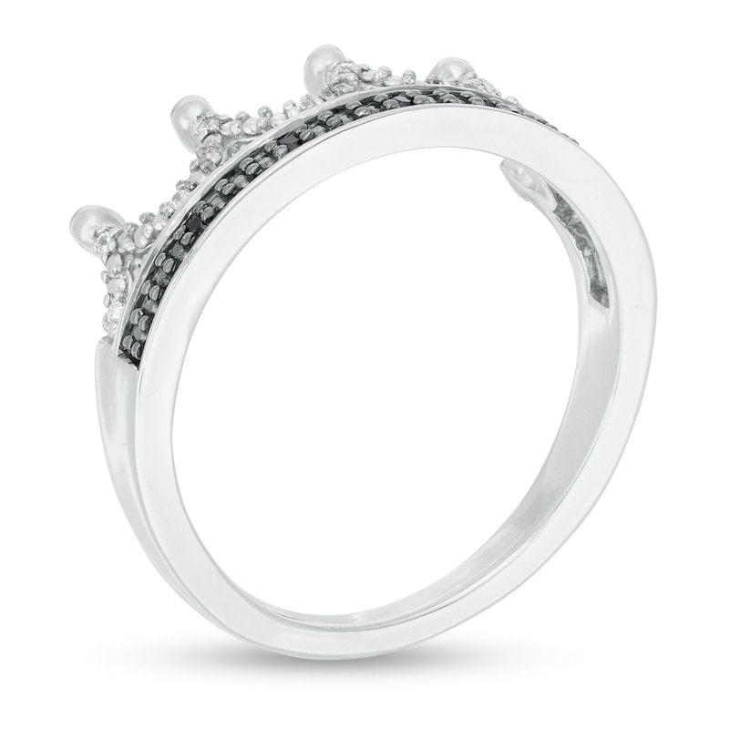 Main Image 3 of 0.04 CT. T.W.  Black and White Diamond Crown Ring in Sterling Silver