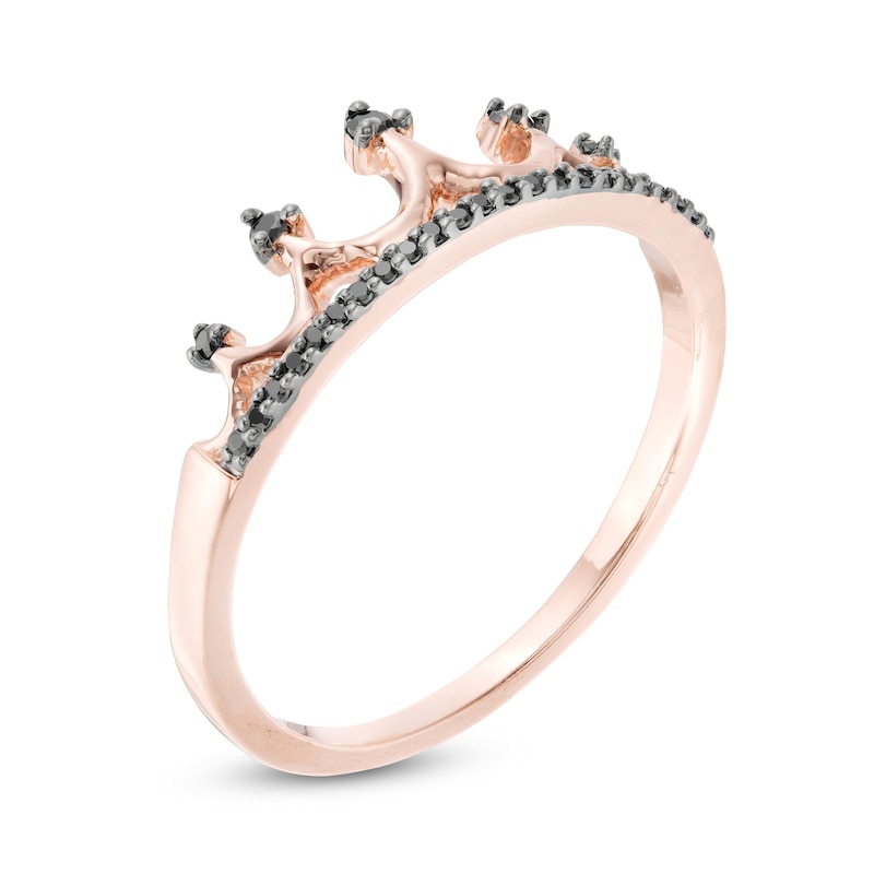Main Image 3 of 0.085 CT. T.W. Black Diamond Crown Ring in 10K Rose Gold