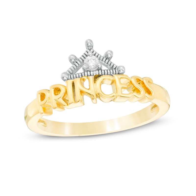 Diamond Accent Tiara "PRINCESS" Ring in Sterling Silver with 14K Gold Plate