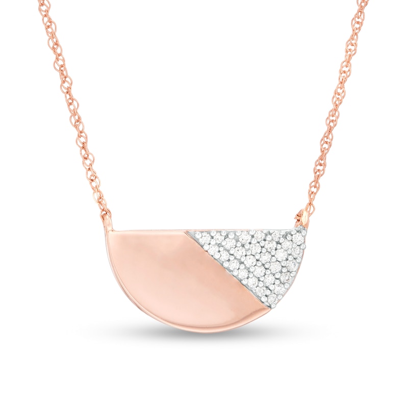 0.085 CT. T.W. Diamond Half Circle Necklace in 10K Rose Gold|Peoples Jewellers