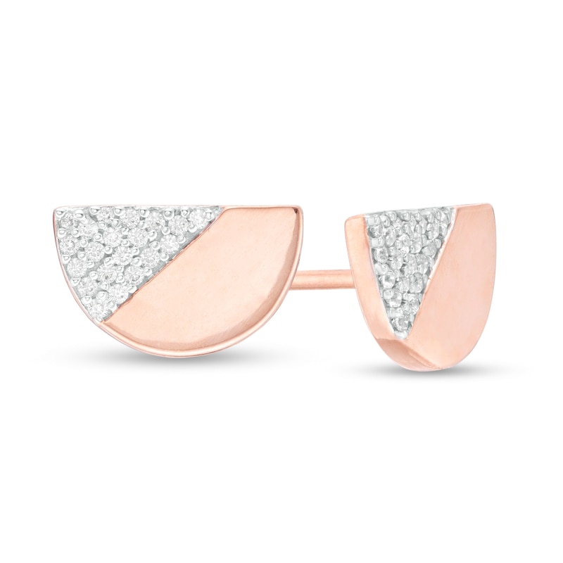 0.116 CT. T.W. Diamond Half Circles Stud Earrings in 10K Rose Gold