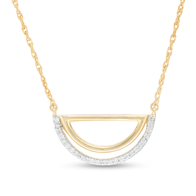 0.085 CT. T.W. Diamond Open Half Circle Necklace in 10K Gold