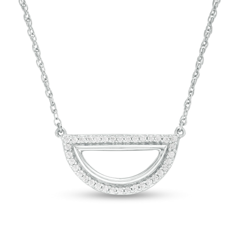 0.115 CT. T.W. Diamond Open Half Circle Necklace in Sterling Silver