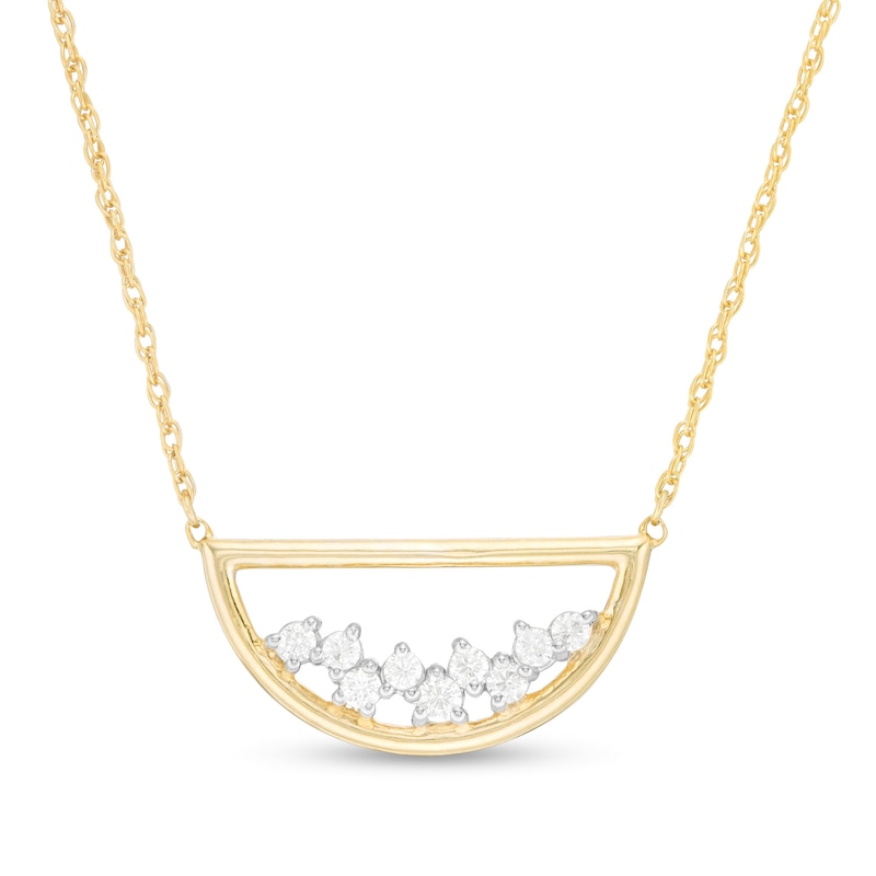 0.18 CT. T.W. Diamond Scatter Open Half Circle Necklace in 10K Gold