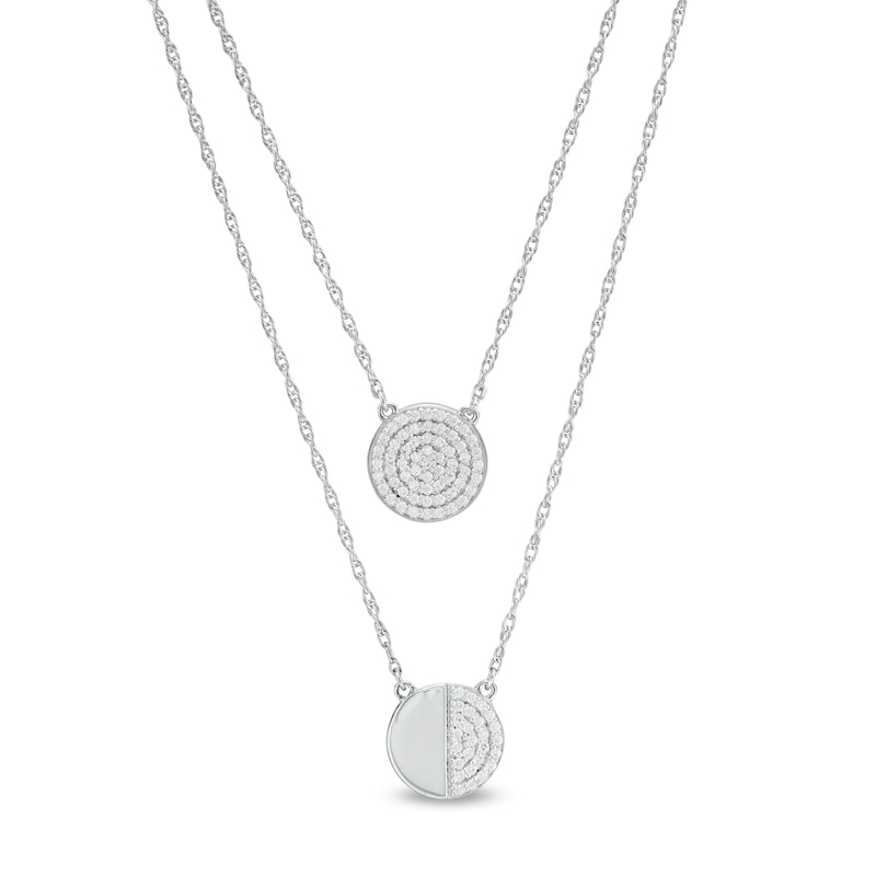 0.23 CT. T.W. Diamond Circle Layered Necklace in Sterling Silver