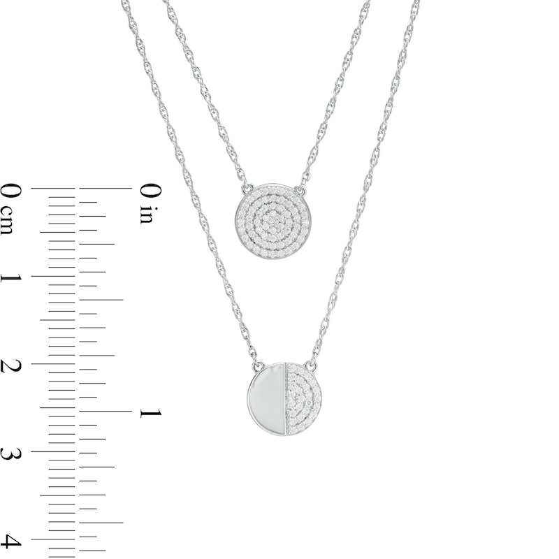 0.23 CT. T.W. Diamond Circle Layered Necklace in Sterling Silver
