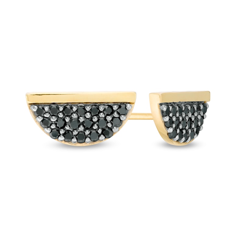 Main Image 1 of 0.23 CT. T.W. Black Diamond Half Circle Stud Earrings in Sterling Silver with 14K Gold Plate