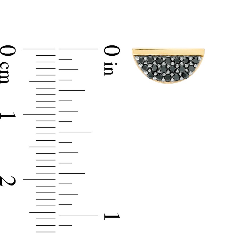 Main Image 3 of 0.23 CT. T.W. Black Diamond Half Circle Stud Earrings in Sterling Silver with 14K Gold Plate