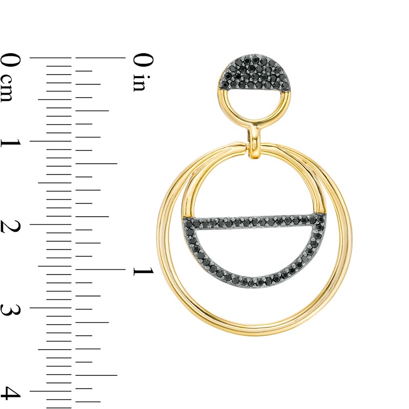 Main Image 3 of 0.45 CT. T.W. Black Diamond Open Circles Drop Earrings in 10K Gold