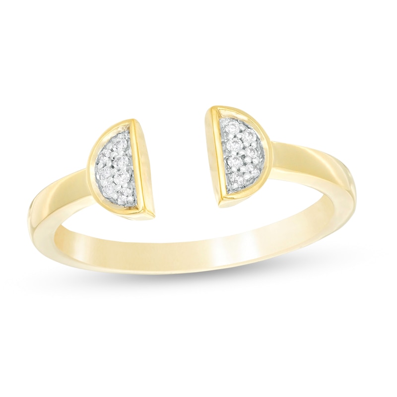 Main Image 1 of 0.04 CT. T.W. Diamond Half Circle Open Shank Ring in 10K Gold