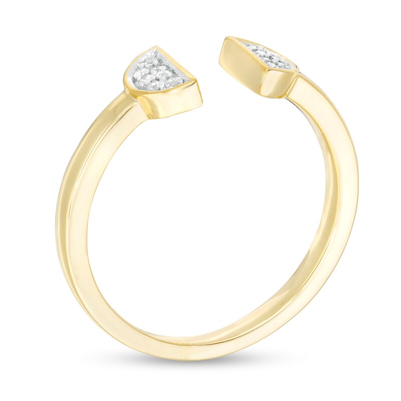 Main Image 3 of 0.04 CT. T.W. Diamond Half Circle Open Shank Ring in 10K Gold