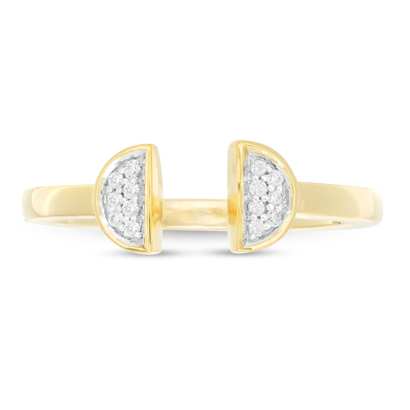 Main Image 4 of 0.04 CT. T.W. Diamond Half Circle Open Shank Ring in 10K Gold