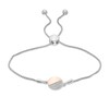 Thumbnail Image 1 of 0.065 CT. T.W. Diamond Half Circle Bolo Bracelet in Sterling Silver and 10K Rose Gold - 9.5"