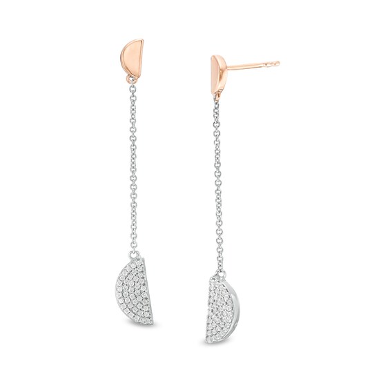 0.18 CT. T.W. Diamond Half Circle Dangle Drop Earrings in 10K Two-Tone Gold