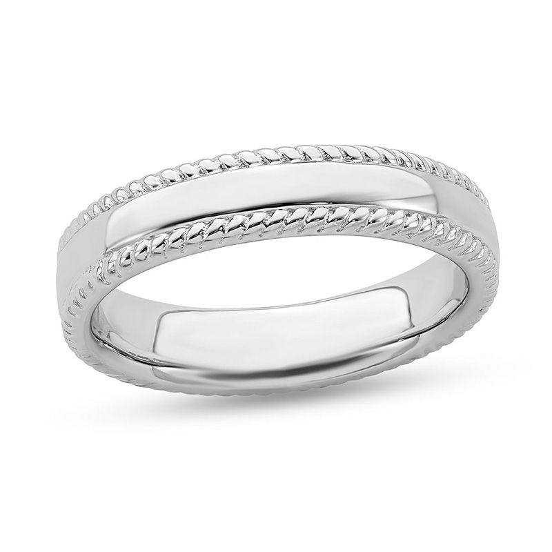 Stackable Expressions™ 4.0mm Beaded Edge Band in Sterling Silver