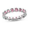 Thumbnail Image 0 of Stackable Expressions™ Bezel-Set Small Tourmaline Eternity Style Ring in Sterling Silver