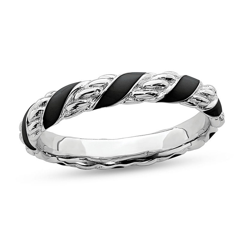 Stackable Expressions™ 3.0mm Twisted Enamel Ring in Sterling Silver|Peoples Jewellers