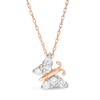 Thumbnail Image 0 of 0.18 CT. T.W. Composite Diamond Tilted Butterfly Pendant in 10K Rose Gold