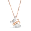 Thumbnail Image 1 of 0.18 CT. T.W. Composite Diamond Tilted Butterfly Pendant in 10K Rose Gold