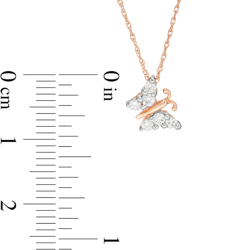 0.18 CT. T.W. Composite Diamond Tilted Butterfly Pendant in 10K Rose Gold