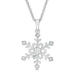 0.04 CT. T.W. Diamond Snowflake Pendant in Sterling Silver