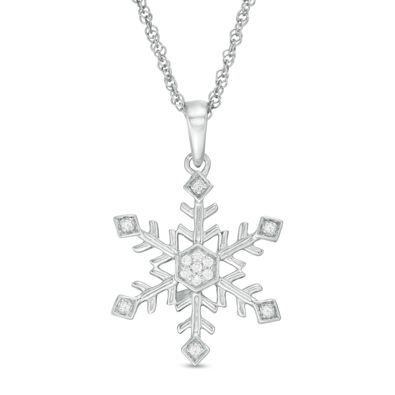 0.04 CT. T.W. Diamond Snowflake Pendant in Sterling Silver