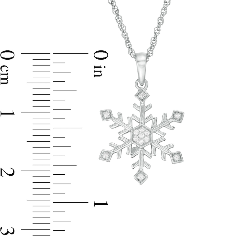 Main Image 3 of 0.04 CT. T.W. Diamond Snowflake Pendant in Sterling Silver