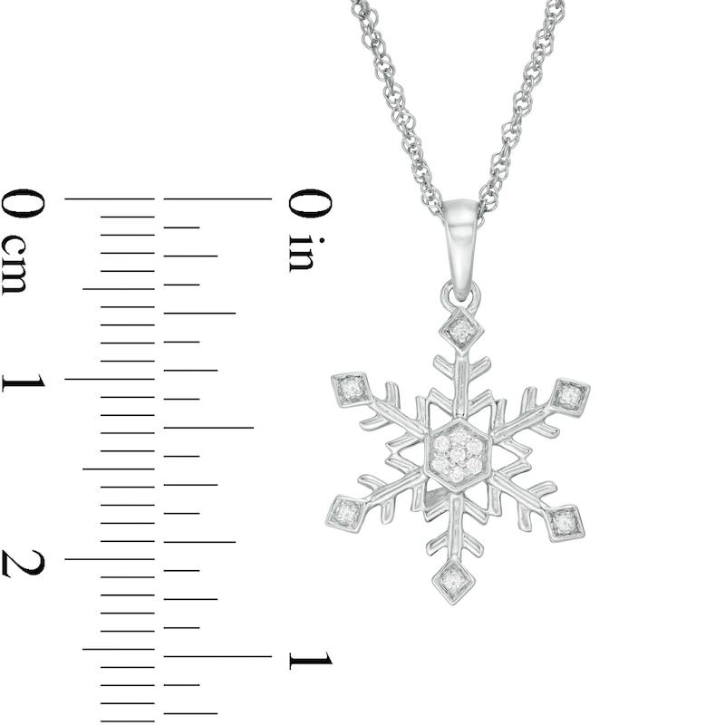 Main Image 4 of 0.04 CT. T.W. Diamond Snowflake Pendant in Sterling Silver