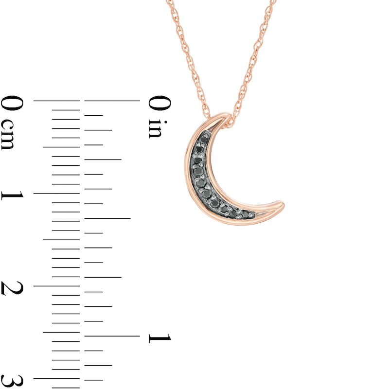 Main Image 3 of 0.04 CT. T.W. Black Diamond Crescent Moon Pendant in 10K Rose Gold