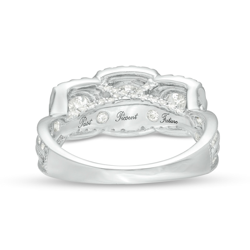 2.00 CT. T.W. Diamond Past Present Future® Frame Twist Shank Engagement Ring in 14K White Gold
