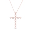 Thumbnail Image 0 of 0.145 CT. T.W. Diamond Alternating Marquise Vintage-Style Cross Pendant in 10K Rose Gold