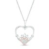 Thumbnail Image 1 of 0.04 CT. T.W. Composite Diamond Claddagh Heart Outline Pendant in Sterling Silver and 10K Rose Gold