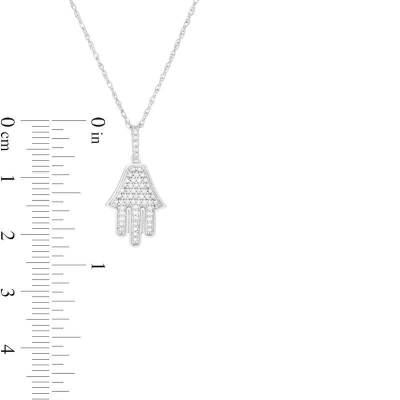 0.085 CT. T.W. Composite Diamond Hamsa Pendant in Sterling Silver