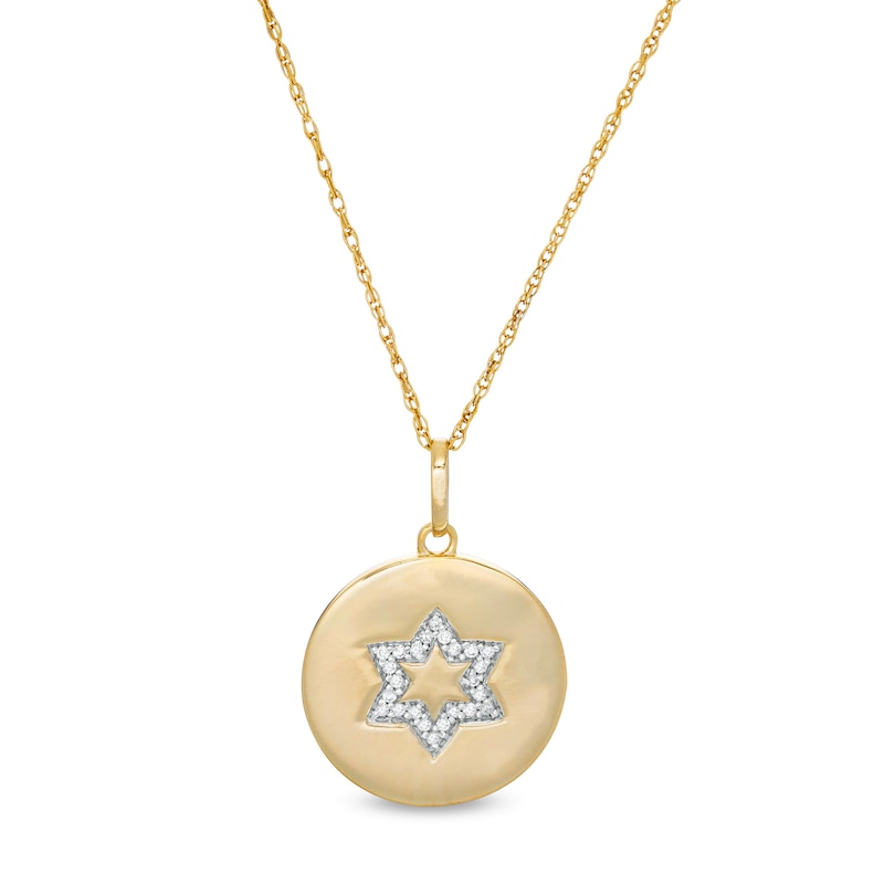 Main Image 1 of 0.066 CT. T.W. Diamond Star of David Disc Pendant in Sterling Silver with 14K Gold Plate