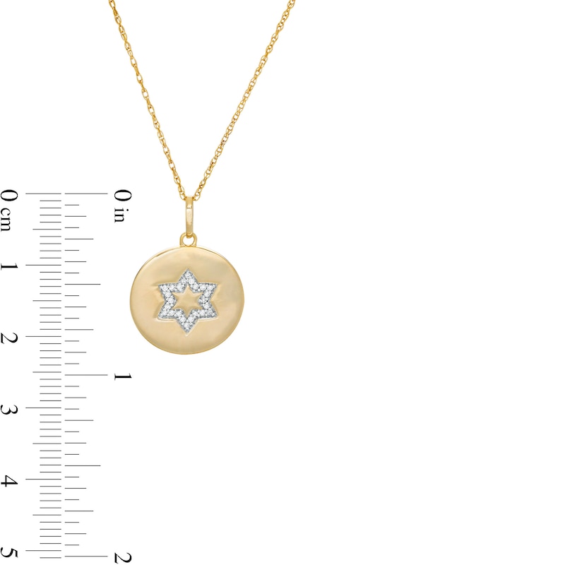Main Image 3 of 0.066 CT. T.W. Diamond Star of David Disc Pendant in Sterling Silver with 14K Gold Plate