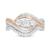 Thumbnail Image 4 of 0.58 CT. T.W. Diamond Three Stone Open Bypass Bridal Set in 10K Two-Tone Gold