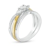 Thumbnail Image 3 of 0.23 CT. T.W. Diamond Three Stone Split Shank Bridal Set in Sterling Silver with 14K Gold Plate