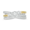 Thumbnail Image 4 of 0.23 CT. T.W. Diamond Three Stone Split Shank Bridal Set in Sterling Silver with 14K Gold Plate