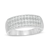 Thumbnail Image 1 of 0.45 CT. T.W. Diamond Triple Row Vintage-Style Anniversary Ring in Sterling Silver