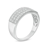 Thumbnail Image 3 of 0.45 CT. T.W. Diamond Triple Row Vintage-Style Anniversary Ring in Sterling Silver