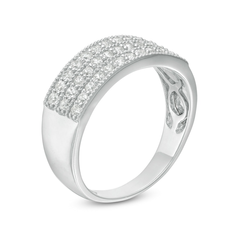 Main Image 3 of 0.45 CT. T.W. Diamond Triple Row Vintage-Style Anniversary Ring in Sterling Silver