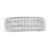 Thumbnail Image 4 of 0.45 CT. T.W. Diamond Triple Row Vintage-Style Anniversary Ring in Sterling Silver