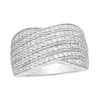 Thumbnail Image 0 of 0.80 CT. T.W. Diamond Multi-Row Wave Vintage-Style Ring in 10K White Gold