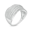 Thumbnail Image 2 of 0.80 CT. T.W. Diamond Multi-Row Wave Vintage-Style Ring in 10K White Gold