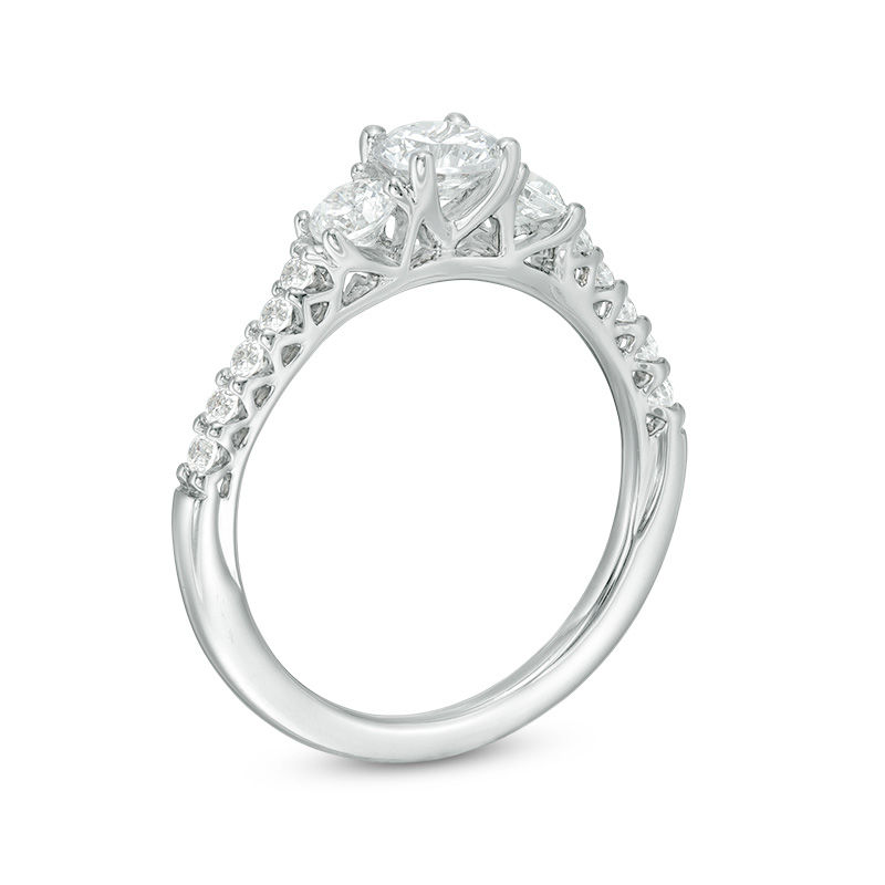 Main Image 3 of 1.75 CT. T.W. Certified Canadian Diamond Three Stone Engagement Ring in 14K White Gold (I/I1)
