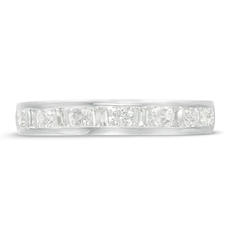 0.58 CT. T.W. Baguette and Round Diamond Alternating Anniversary Band in 10K White Gold