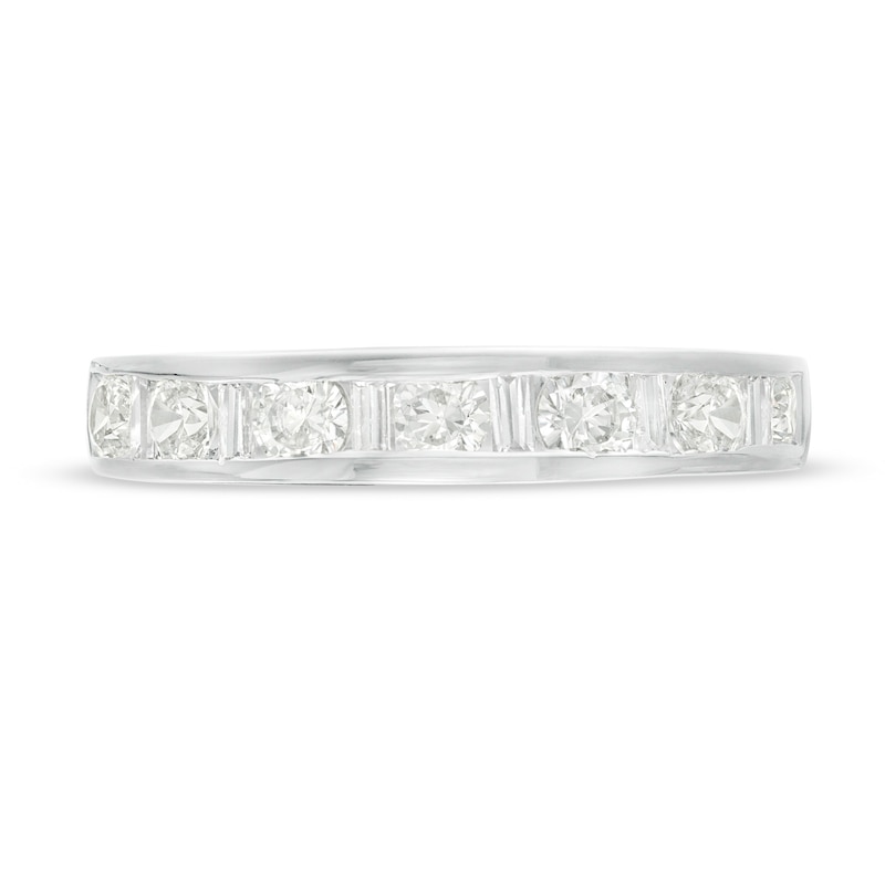 0.75 CT. T.W. Baguette and Round Diamond Alternating Anniversary Band in 10K White Gold