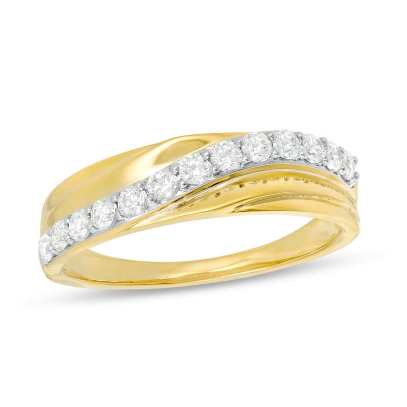 0.37 CT. T.W. Diamond Wavy Crossover Anniversary Band in 10K Gold