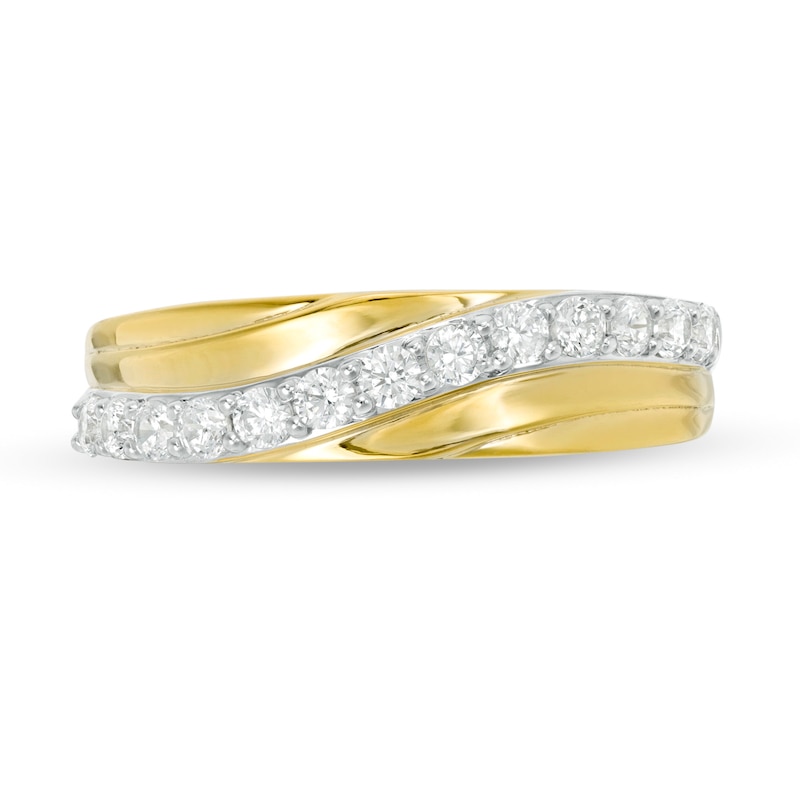 0.37 CT. T.W. Diamond Wavy Crossover Anniversary Band in 10K Gold