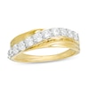 Thumbnail Image 0 of 0.58 CT. T.W. Diamond Wavy Crossover Anniversary Band in 10K Gold